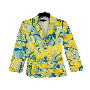 Antonio Melani Sz 6 Yellow Cotton Blend Two Button Summer Blazer Jacket Tailored